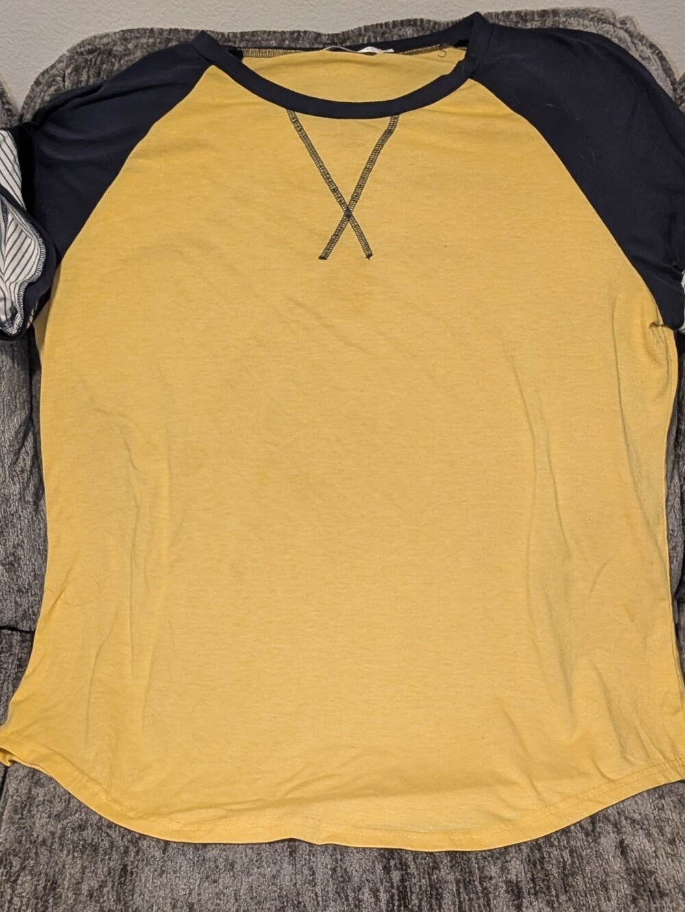 Adibosy Brand, Yellow/ Navy, Striped Short Sleeve Top - Ladies Size XXL